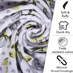 Rangoli Rose & Heart 100% Cotton Bath Towels 450 Gsm | Ultra Soft & Super Absorbent Bathing Towel (Grey)