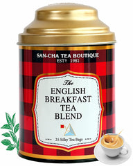 San-Cha The English Breakfast Tea Blend - 25 Silky Tea Bags | Full Bodied Tea With Woody Notes - Rich Flavor Whole Leaf Assam Tea | Medium Caffeine Loose Tea Leaf
