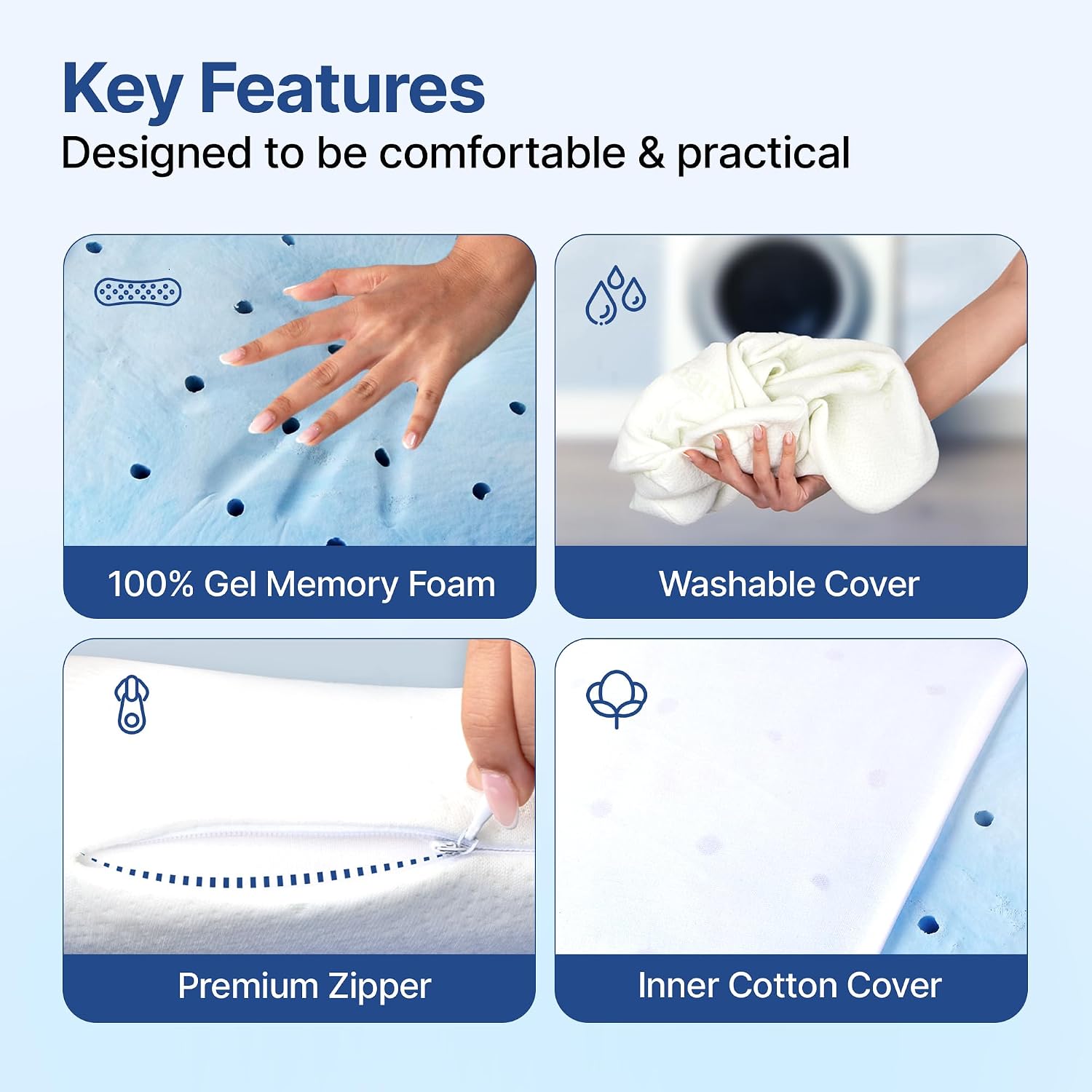 Ultimate Deep Sleep Pillow, White Pillow, King Size - 5 Inch | Orthopedic Grade Gel Memory Foam For Neck & Shoulder Pain Relief | Includes Bamboo Pillow Cover, Bed Pillow - Pack Of 1