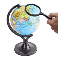 Stem & Steam Educational, Decorative Spinning Political Educational Laminated Rotating World Globe, 5" Plastic + Magnifying Glass For Students, Combo Pack