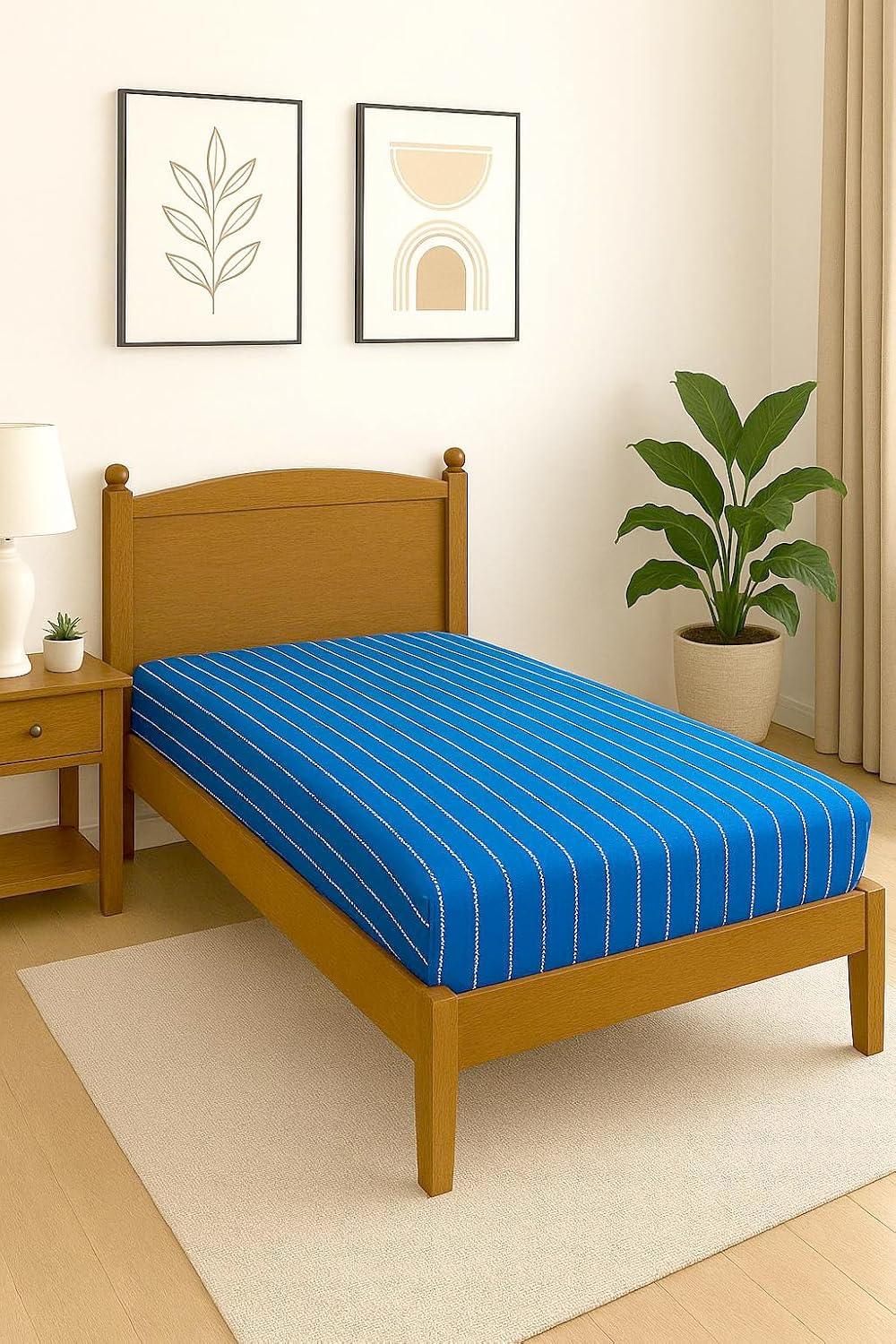 Cotton Bed Sheet For Single Bed - 60 X 90 Inches, Blue | Premium Sustainable 100% Cotton Fabric - Beautiful & Soft Touch, Perfect For Everyday Use