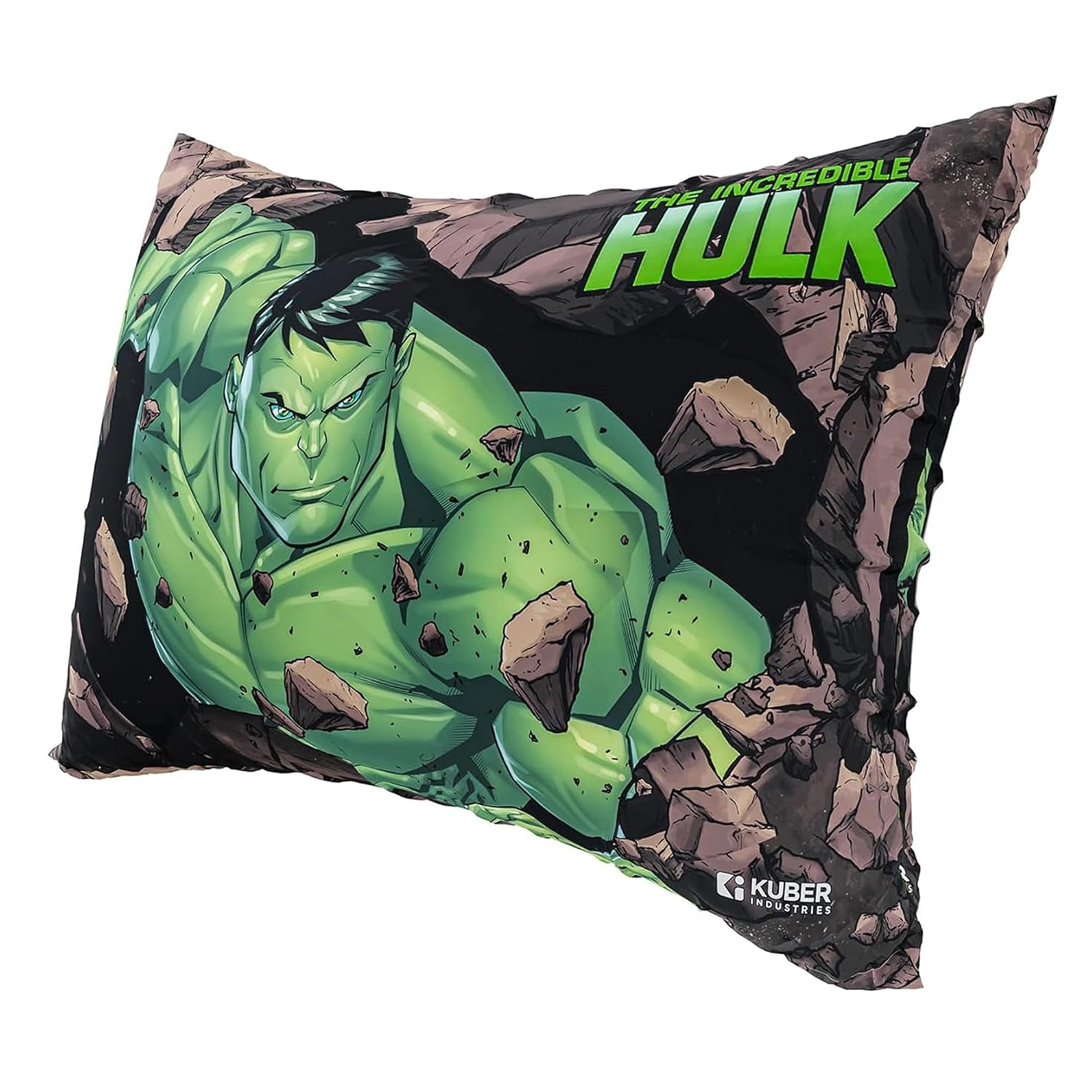 Marvel Hulk Printed Pillow For Sleeping, Green - 12 X18 Inches | Cozy & Fluffy Super Soft Pillow | Suitable For All Sleepers, Multipurpose & Comfortable, Breathable - Pack Of 1