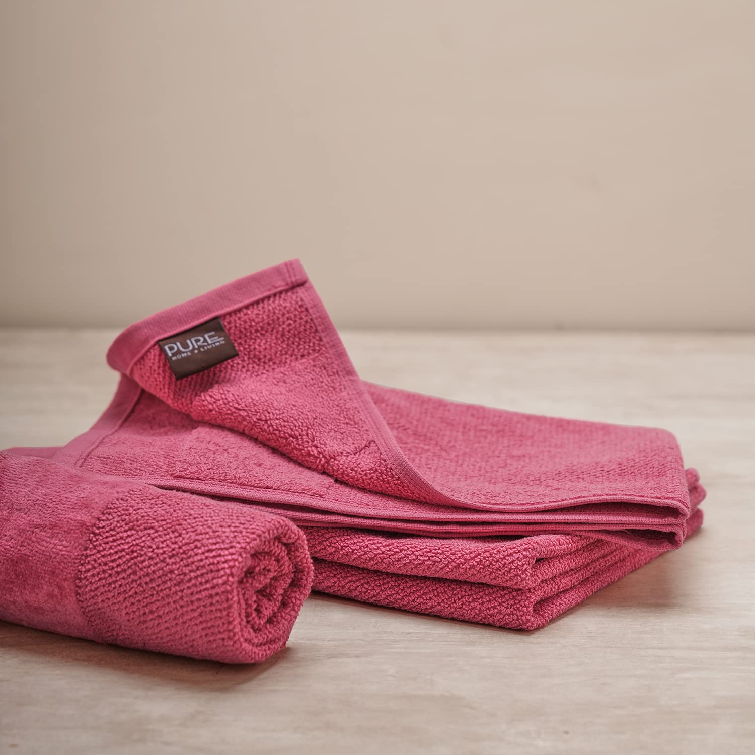 Pure Home + Living Cotton Hand Towels 800 Gsm (Dark Pink) - Set Of 4