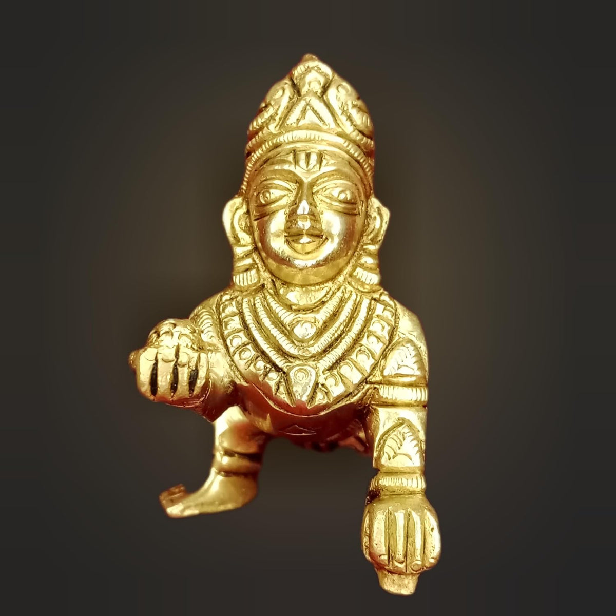 Laddu Gopal Idol, Bal Gopal, Thakur Ji Idol, Gold, Pure Brass, Idol - 6.4 Cm, Bal Krishna Murti For Pooja Room, Lord Nandlal Ji Statue For Janmashtami Special, Occasion, Handcrafted Idol