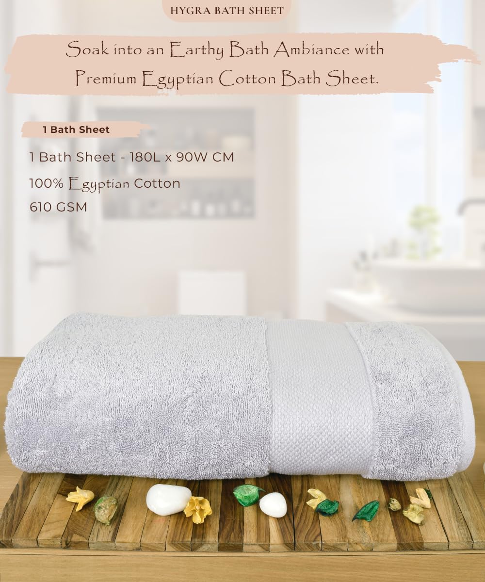 Rangoli Soft Absorbent Durable Towels Earthly Egyption Cotton Plush Oversized Bath Towel 600 Gsm (Grey)