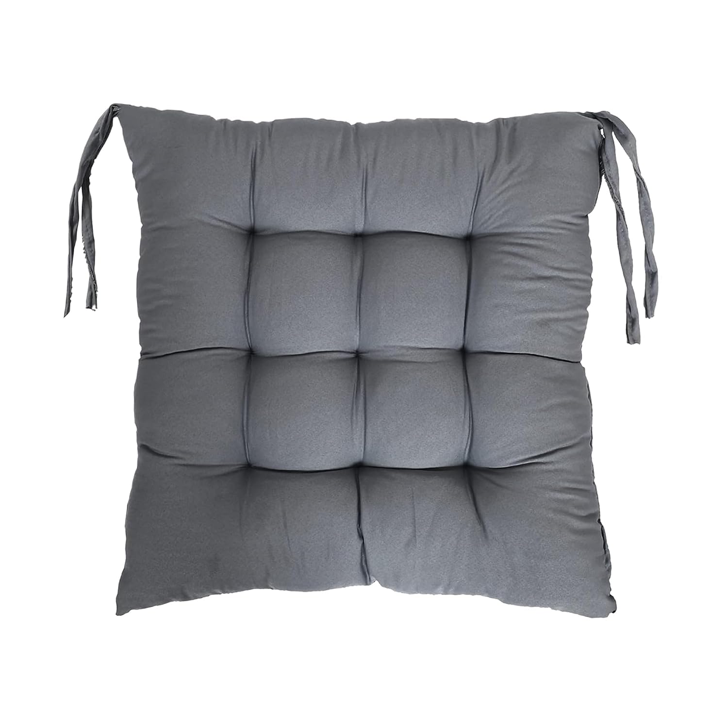 Chair Cushion Pad, Soft & Comfortable Sitting, Chair Pad - Grey | Microfiber Square Chair Pad With Ties | Chair Seat Cushion For Office, Home | Furniture Cushion, Washable - Pack Of 6