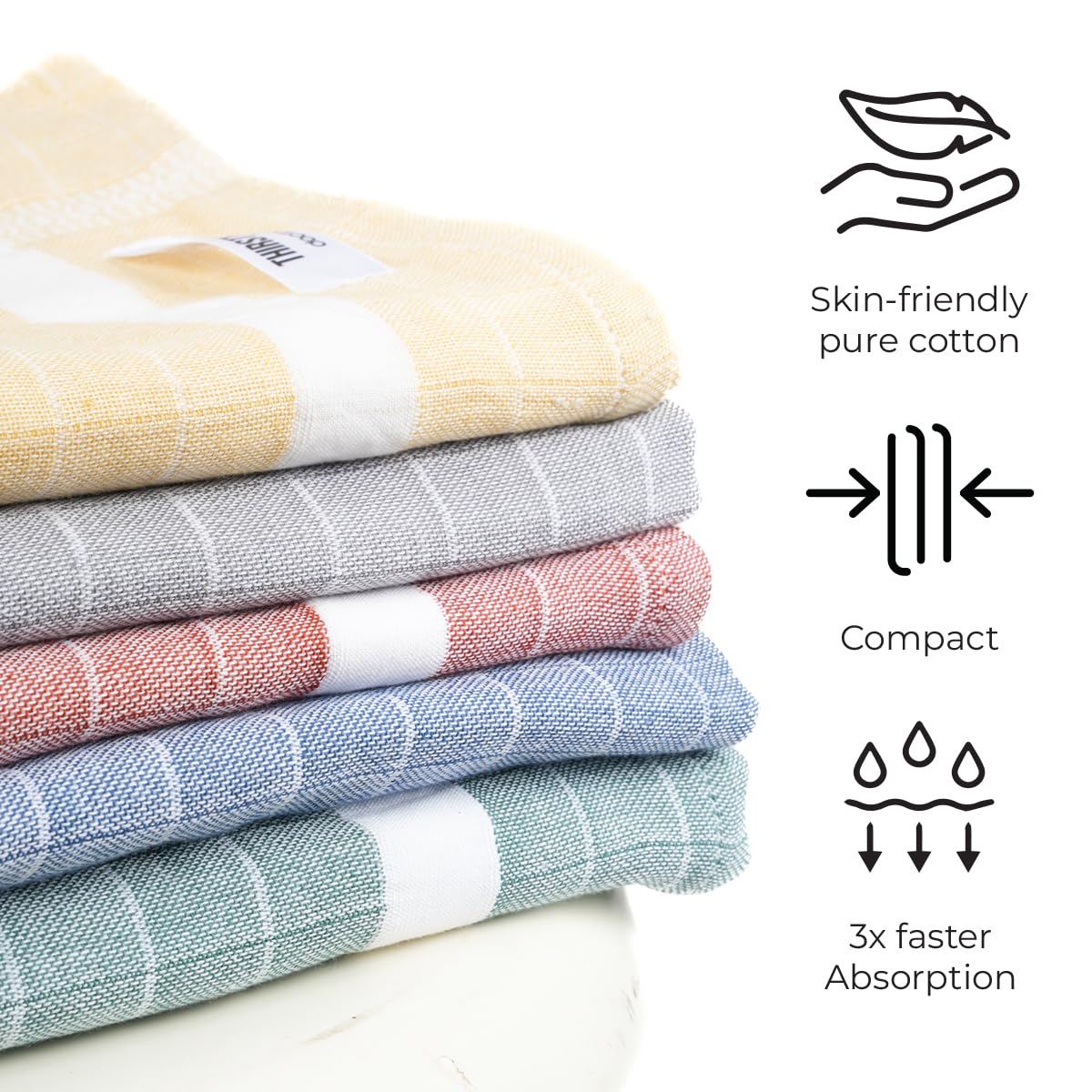 Thirsty Towel Cotton Bath Towel 400 Gsm | Super Soft & High Absorbency Towels, Quick Dry Bath Towels Large Size Pack Of 2 (Yellow & Green)