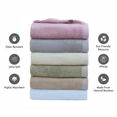 Spread Spain Bamboo Towel Bath, Hand & Face Towel 360 Gsm | High Absorbent Super Soft | Hotel Spa Decorative Bathroom Towels | Ash (Set Of 3)