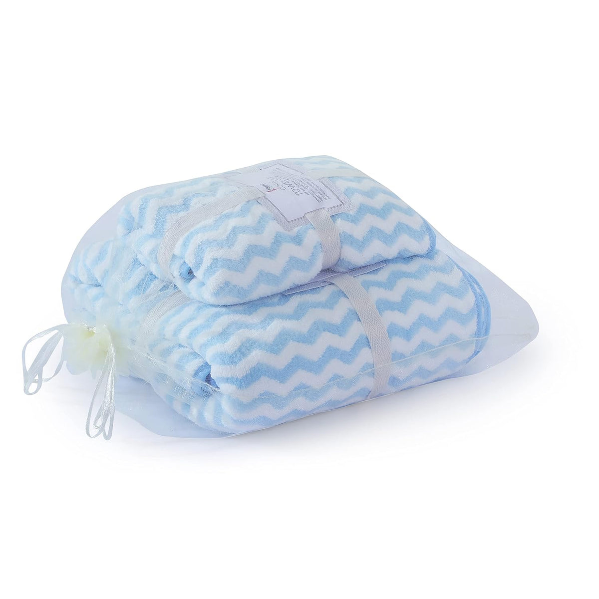 Spread Spain Microfiber Wave Coral Face & Bath Towel 900 Gsm | Quick-Drying & Ultra Absorbent Towel Set For Anniversary & Wedding Gift - Blue (Pack Of 2)