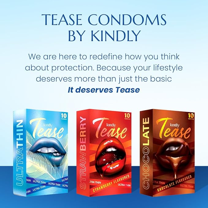 Kindly Tease Ultra Thin Condoms For Men, Pack Of 10 Paraben Free, Safe & Comfortable Protection