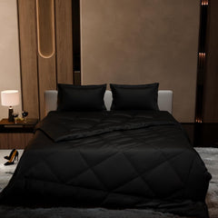 Comforter Set With Double Bedsheet & Pillow Covers - 90 X 100 Inches, Black | Complete Bedding Set, Ideal Gifts For Couples, Bedroom Home Furnishing, Date Night