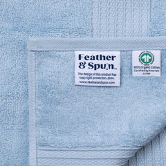 Feather & Spun Organic Cotton Bath Towel 650 Gsm | Lavender Fragrance Gots Certified Anti Microbial Fade Resistant Double Needle Stitch Towel (Skywave Blue)