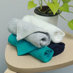 Heelium Bamboo Face Towel 800 Gsm | Ultra Absorbent & Odour-Free 3x Softer Than Cotton Towels | Pack Of 4 -Blue, Teal, White & Light Grey
