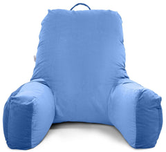 Backrest Pillow For Bed & Reading Pillow With Support Arms - Sky Blue, King Size | Comfortable Back Support For Working, Watching TV In Bed, Machine Washable, Premium Velvet Zipper Cover