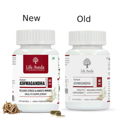 Life Aveda Premium Ashwagandha Extract Capsules Helps To Release Stress, Boosts Immunity & Energy, Promotes Physical, Mental & Emotional Health | 60 Veg Capsules 100gm 0.2lbs