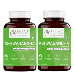 Osoaa Ashwagandha 5% Withania Somnifera 1000mg Ayush Approved, Root Extract, Enhances Energy, Stamina, Immunity Booster, Anxiety & Stress Relief | 60 Tablets 100gm 0.2lbs Each Pack Of 2