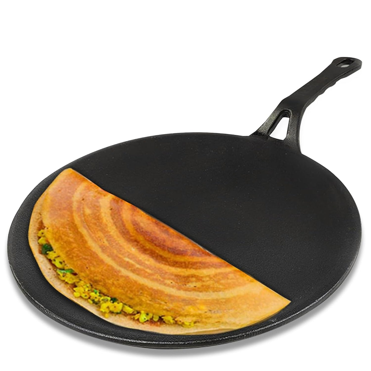 Pre-Seasoned Cast Iron Tawa For Dosa, Chapathi With Iron Tadka Pan | Nonstick, Pre-Seasoned Tava, 100% Pure & Toxin-Free - Pre-Seasoned Cast Iron Tawa, 26cm, 10.2 Inch