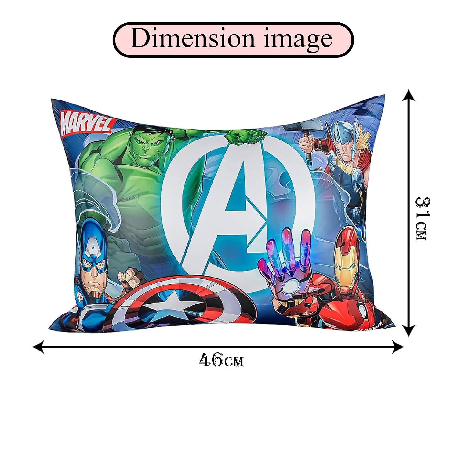 Cotton Marvel Avengers Print Pillow For Kids, Super Soft Pillow Filler, For Sleeping & Traveling - 12x18 Inches | Easy To Carry - Ideal For Boys & Girls | Suitable For All Sleepers - 3 Pcs
