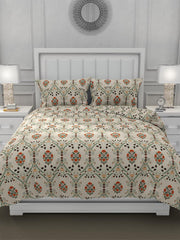 1 Double Bedsheet For King Size With 2 Large Size Pillow Covers - 108 X 108 Inches, Beige | Light Weight, Suitable For All Seasons & Easy To Wash