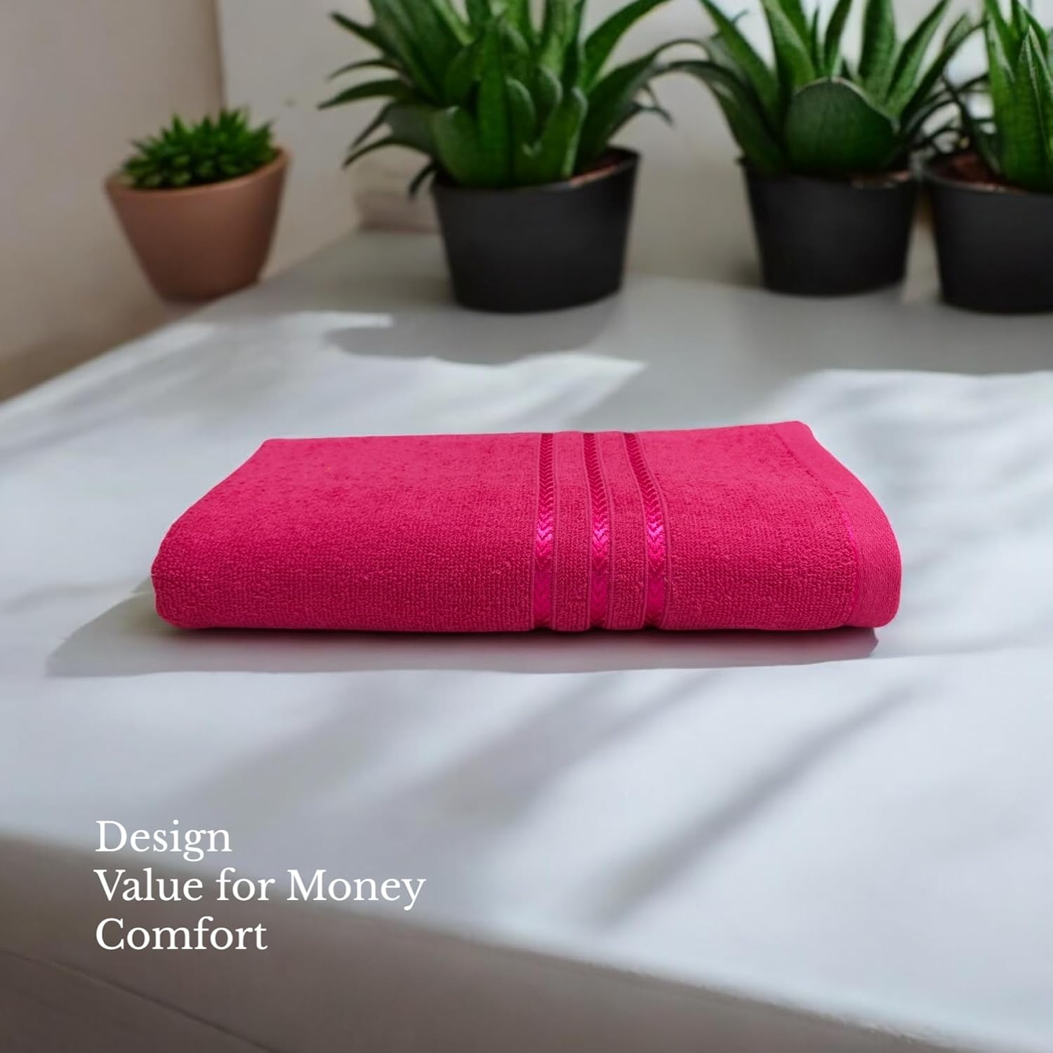 100% Cotton Bath Towel 450 Gsm | Large Size Soft & Absorbent Sport & Beach Bath Towel (Pink)