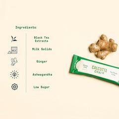 Calcutta Chai Co Instant Tea Premix Masala Chai + Ginger Chai - Pack Of 2 X 210gm, 7.4 Ounce Each, 30 Sachets | Premixed With Milk Solids & Sugar - Just Add Hot Water | High Caffeine
