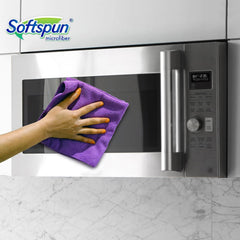Softspun Microfiber Cleaning Cloths Towel 300 Gsm | Thick Lint & Streak-Free Multipurpose Cloths Automotive Microfibre Towels For Car, Bike Cleaning Polishing Washing Pack Of 5 (Purple)