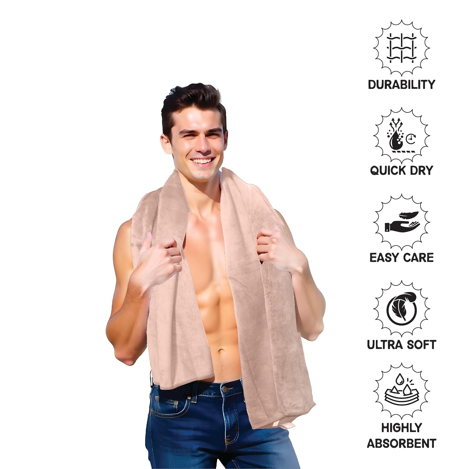 Housse Premium Microfiber Bath Towel 550 Gsm | Extra Large Quick Dry Towels For Women & Men | Super Soft Plush | Ultra Absorbent For Home Swimming Sports & Travel (Tanzine)