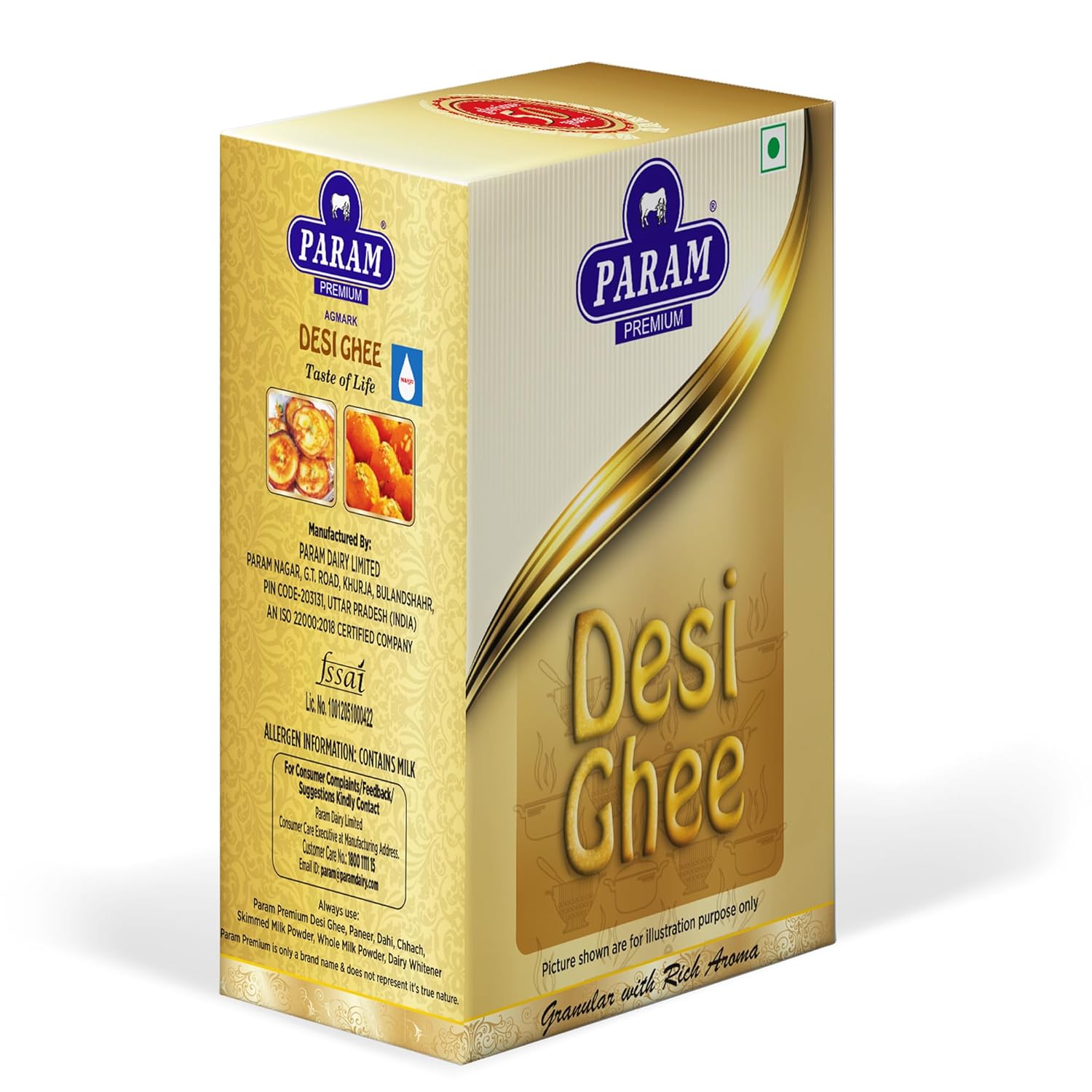 100% Pure Desi Ghee By Param Premium | Naturally Desi Ghee With Rich Aroma For Better Digestion & Immunity Good For Frying | (1 Litr) 33.8 Ounce | Box Pack