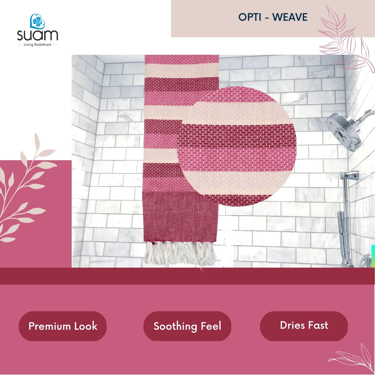 Suam Candy Cotton Towel 800 Gsm | Quick Dry, Soft & Absorbent Ideal For Bath, Beach, Gym & Travel (Carmine Red & Brick Pink, Blizzard Blue & Curious Blue)- Pack Of 2
