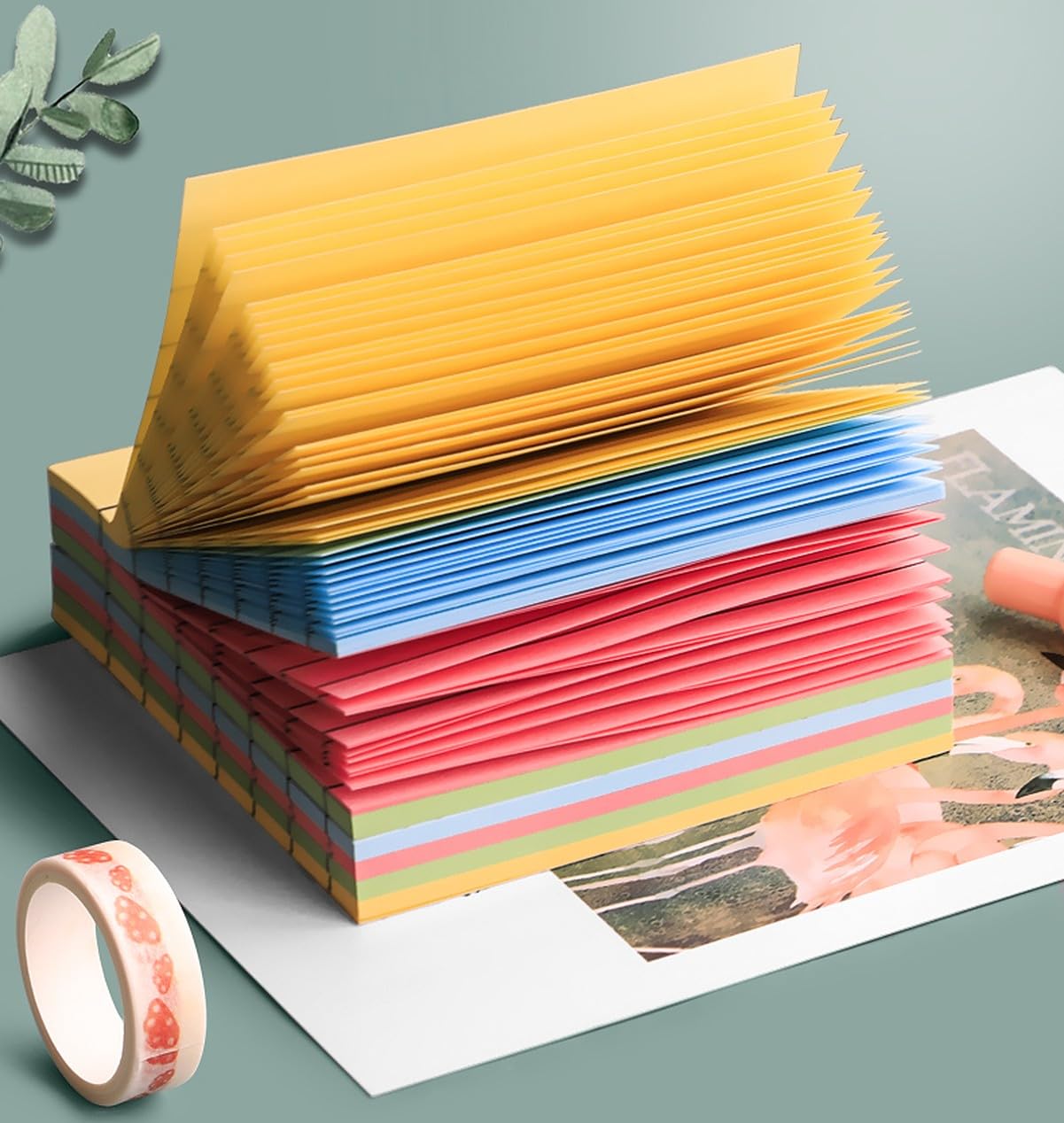 Sticky Notes Cube - 400 Pcs | Self-Adhesive Memo Pads For Office, School | 4 Colors × 100 Sheets