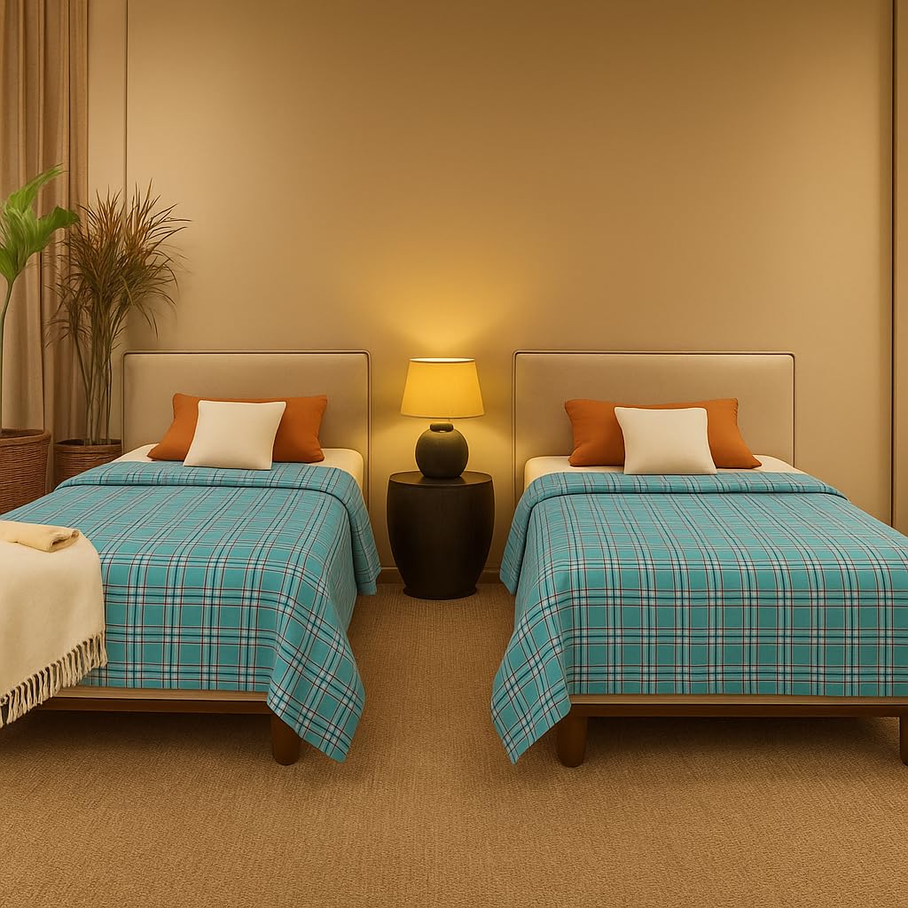 Soft Cotton Bedsheet For Single Bed - 60 X 90 Inches, Sky Blue | 400 Thread Count Soft, Durable & Long Lasting - Do Not Bleach Or Tumble Dry