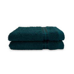 Welspun 100% Cotton Hand Towel 450 Gsm | Anti Bacterial Bright Colours High Absorbency -Teal (Pack Of 2)