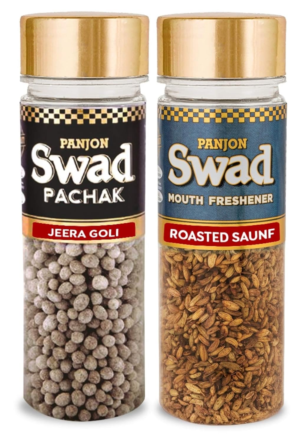 Panjon Swad Jeera Goli & Roasted Saunf Pachak Mouth Fresheners 200gm, (100gm *2 Bottles)