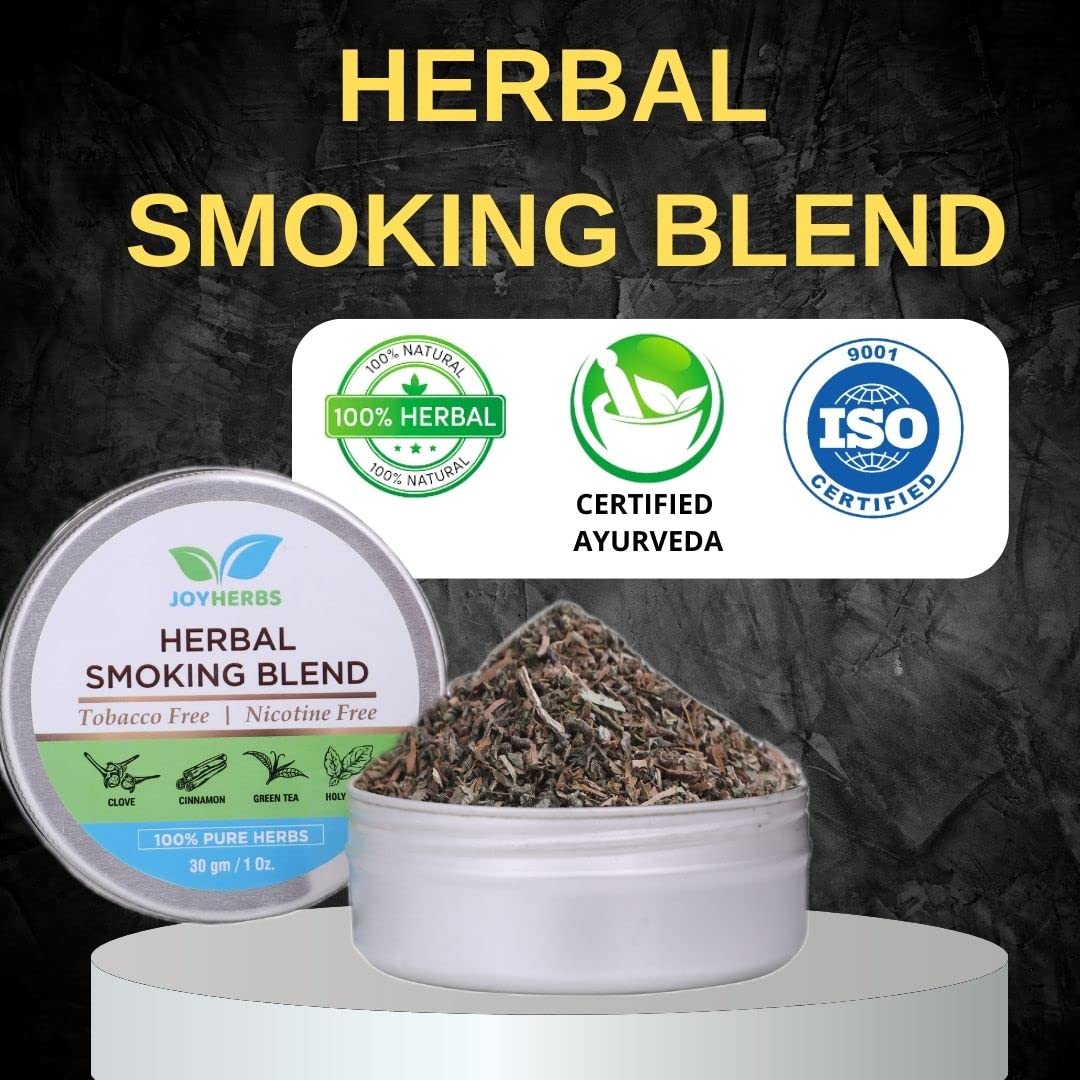 Natural & Ayurvedic Herbal Smoking Blend 1 Pack 1 Oz/ 30g Can With Wooden Steel Pipe | Helps To Quit Smoking - Tobacco-Free & Nicotine-Free Smoking Mixture