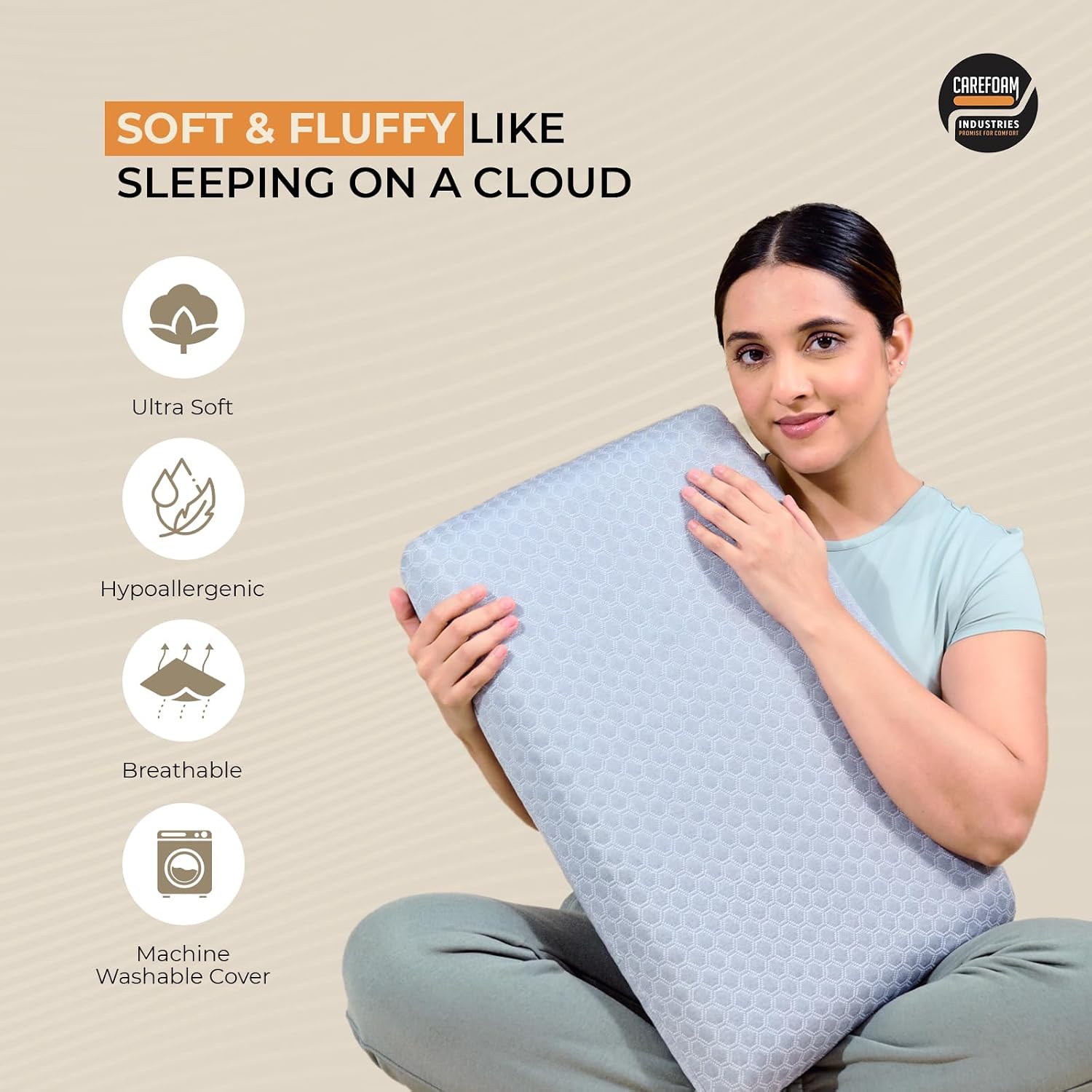 Orthopedic Memory Foam Pillow For Comfortable Sleep, Grey - 20 X 13 X 4 Inch | For Neck & Shoulder Pain Relief With Removable Zipper Grey Jacquard Cover | Back, Stomach Sleepers - Pack Of 1