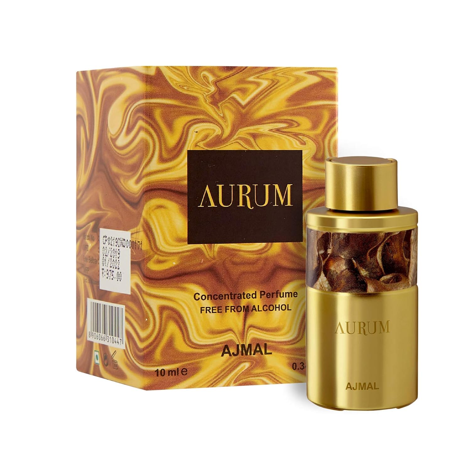 Ajmal Aura & Aurum Concentrated Perfume Oil Attar For Unisex & Women, Non-alcoholic, Floral, Fruity, 10ml 0.3 Fl.oz. Each, Pack Of 2