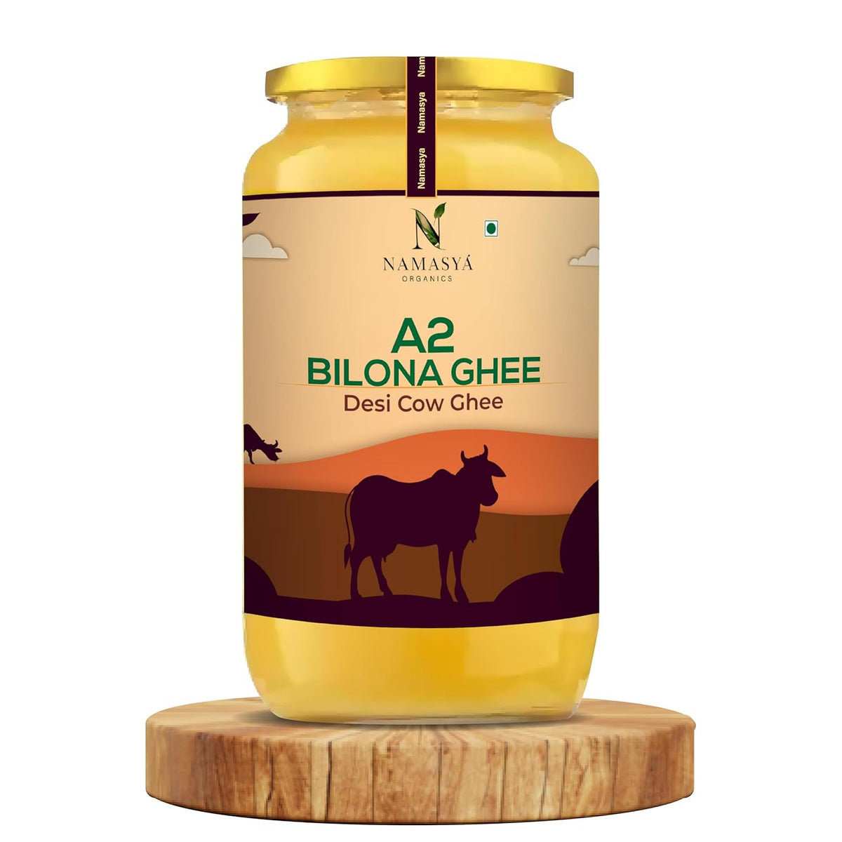 Pure Premium A2 Bilona Desi Cow Ghee By Namasya Organics | Rich In Nutrients Flavor Healthy Desi Ghee Perfect For Laddus | (1 Litr) 33.8 Ounce | Jar Pack