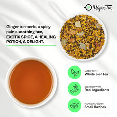Udyan Tea Turmeric Chai - 100gm, 3.5 Ounce | Ayurvedic Blend For Immunity Boosting & Health - Loose Leaf Black Tea | High Caffeine