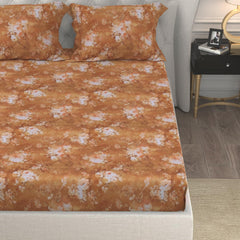 Cotton Bedsheet King Size Bed With 2 Pillow Covers - 100 X 108 Inches, Brown | 150 Thread Count Floral Bedsheet For Double Bed - Breathable & Lightweight