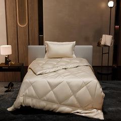 Single Bedsheet + Comforter With 1 Pillow Covers - 60 X 90 Inches, Charming Ivory | Ideal For Gift Special Occasions | Perfect Romantic Bedsheet For Couples