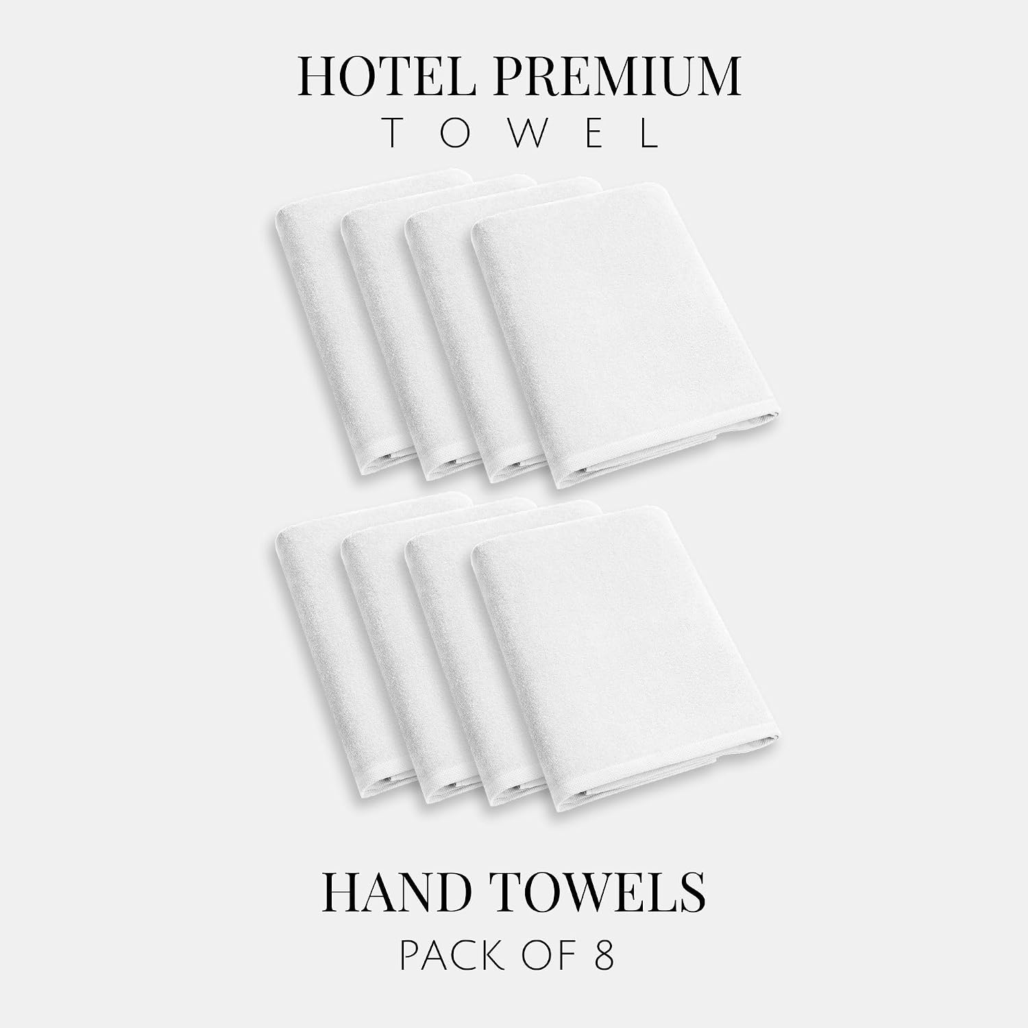 Labham 100% Cotton Hand Towel 1600 Gsm | Ultra-Soft Super Absorbent & Quick Dry Hand Towel (White) - Pack Of 8