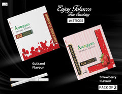 Aarogyam Herbals Pack Of 2 Flavours 100% Tobacco & Nicotine Free Cigarette For Relieve Stress & Mood Enhance Product Strawberry, Gulkand - 10 Sticks X 2 Packets