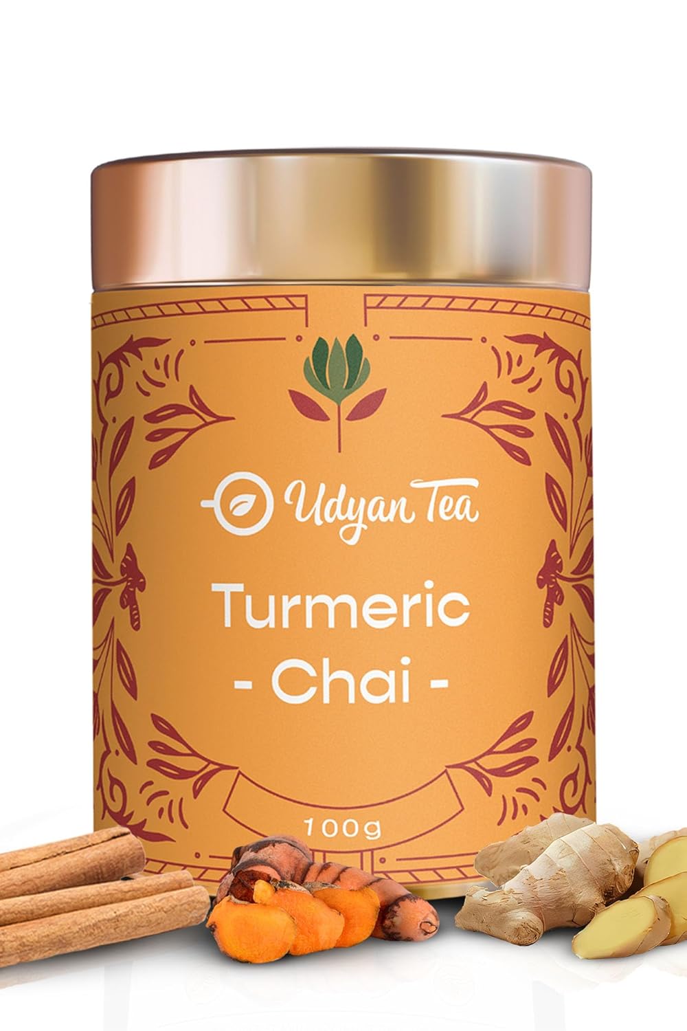 Udyan Tea Turmeric Chai - 100gm, 3.5 Ounce | Ayurvedic Blend For Immunity Boosting & Health - Loose Leaf Black Tea | High Caffeine