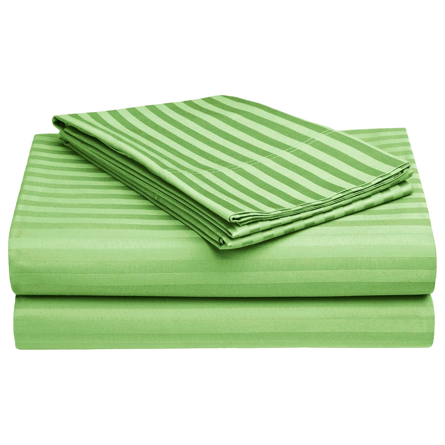 Stripes King Size Cotton Bedsheet With 2 Pillow Covers - 108 X 108 Inches, Light Green | Perfect For Home Decor, Guest House | Ideal For All Seasons