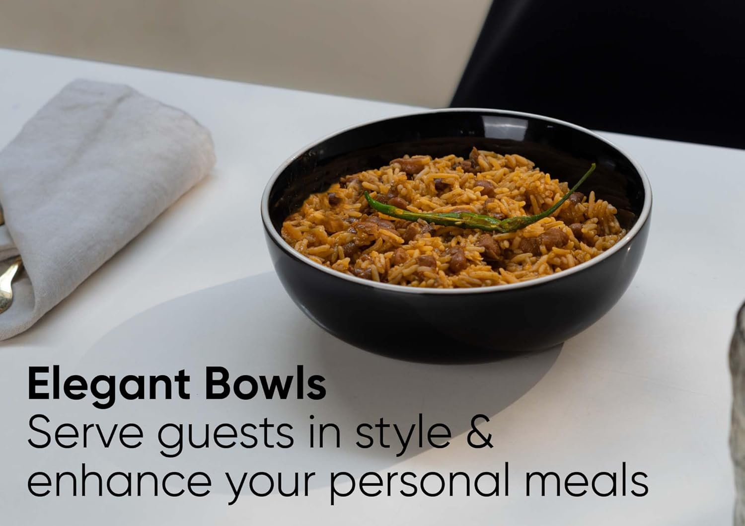 Ceramic Pasta Bowl Set Of 2 Pieces - 18cm, Black, 800ml Each | Stoneware Ceramic Serving Bowls | Pasta Plate - Deep Plate | Ceramic Bowl With Glossy Finish - Pasta Serving Plate