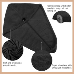 Sassoon Venir Microfiber Hair Wrap Towel 450 Gsm | For Women With Smooth Texture Super Absorbent Quick Dry Hair Turban (Black)