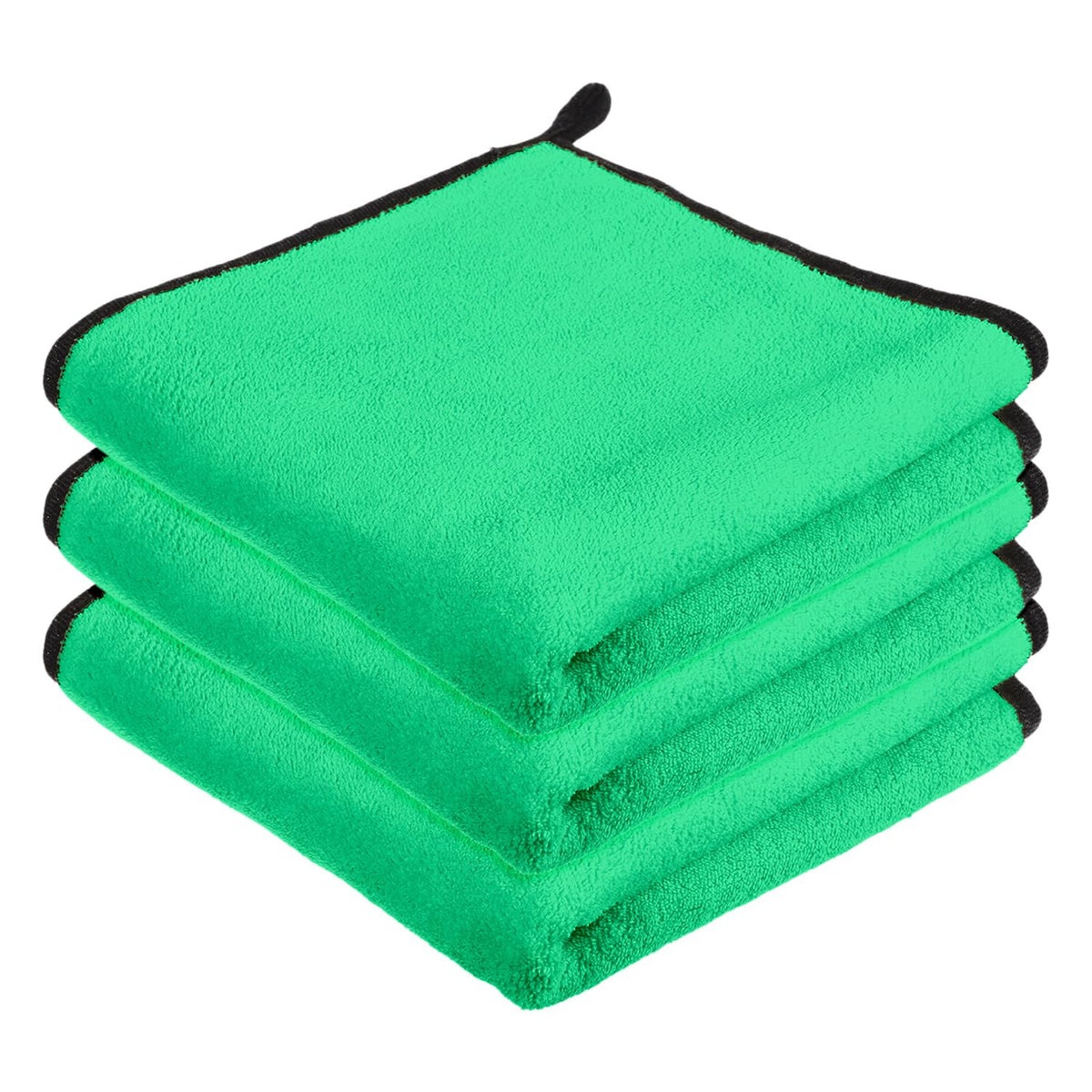 Kuber Industries Cleaning Towel 450 Gsm | Reusable Cleaning Cloths For Kitchen, Duster & Home Cleaning With Hanging Loop - Pack Of 3 (Green)