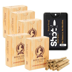 Royal Swag Ayurvedic Herbal Bidi For Smoking 100% Tobacco-Free, Nicotine-Free (Pack Of 100 Sticks) With 20ml Shot Spray Satisfy Nicotine Craving (Smoking Cessation)