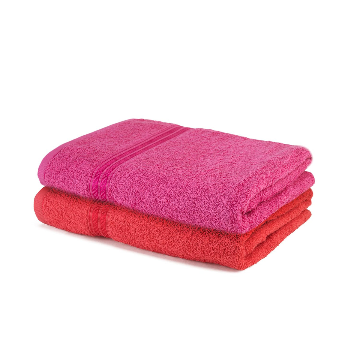 Comforic 100% Cotton Bath Towels 600 Gsm | Large Size Bath Towel For Men & Women Quick Dry, Super Soft & Absorbent Gym Towel, Travel Towel (Watermelon & Magenta Pink)- Pack Of 2