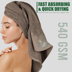 Rangoli 100% Cotton Martin Bath Towels 540 Gsm | Quick Dry, Ultra Soft, Highly Absorbent Printed Bath Towel For Men & Women Luxury & Highly Absorbent Towels - Blugrn (Set Of 1)